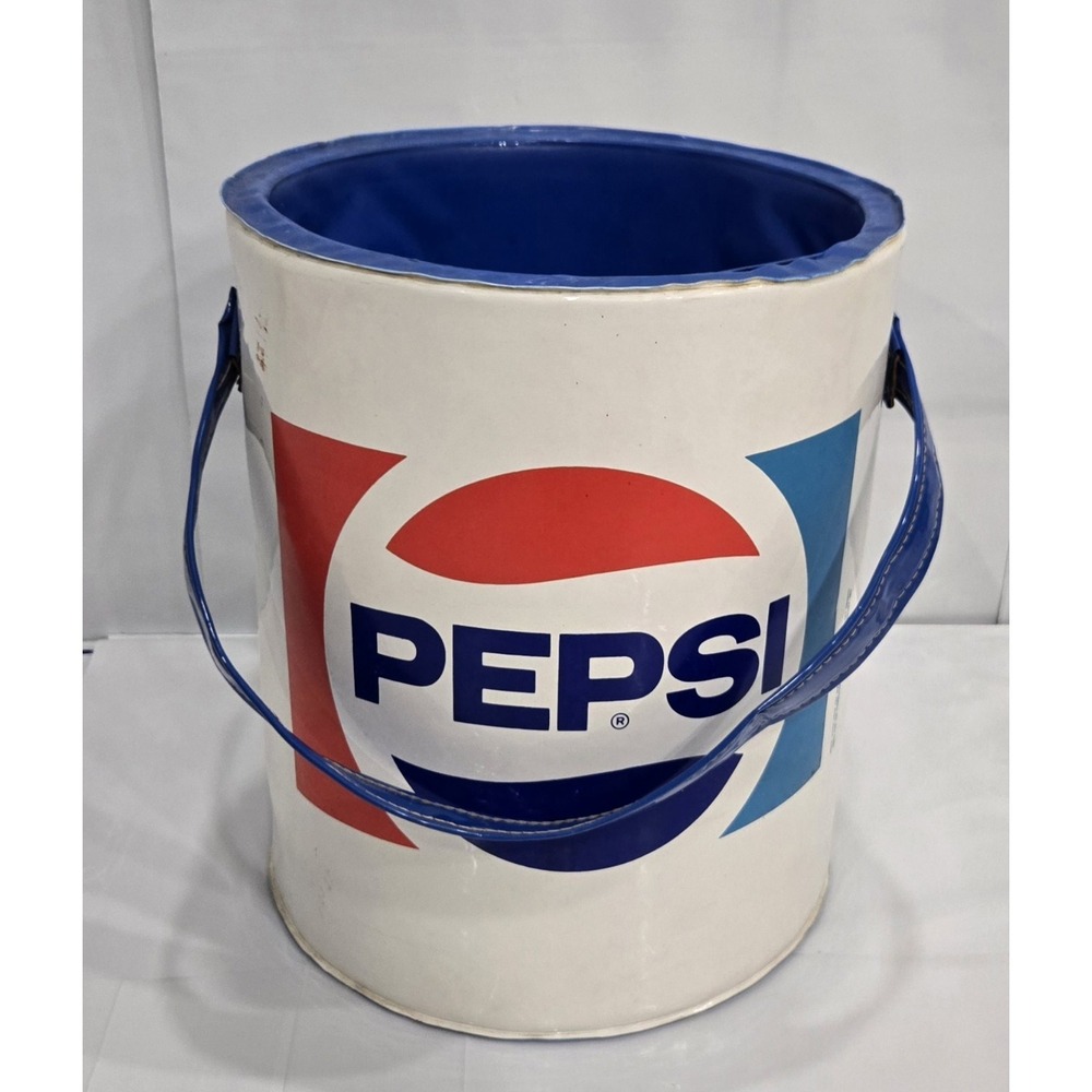 Vintage Pepsi Vinyl Insulated Bucket Cooler Retro Soft Sided Can Barrel Bag 12"